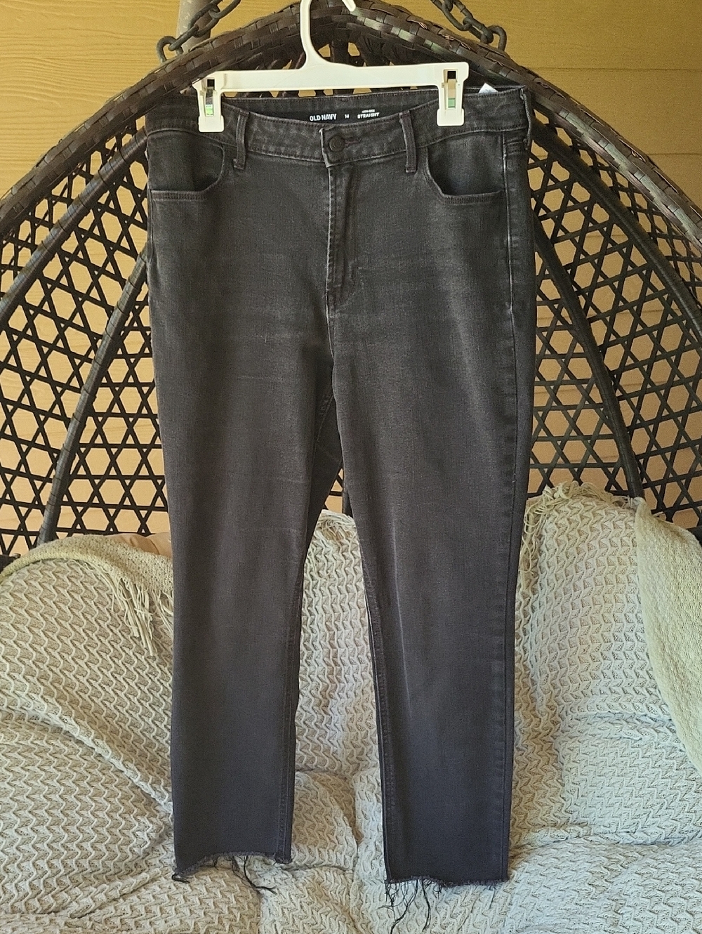 High Rise Straight Jean with Raw Hem